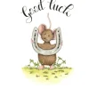 Anillustration Ansichtkaart Muis met hoefijzer good luck