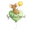 Anillustration Ansichtkaart Muis zittend op ballon