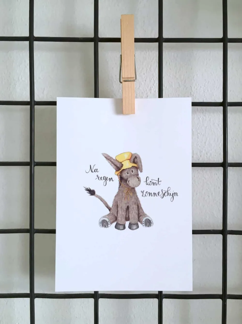 Anillustration Ansichtkaart Ezel na regen komt zonneschijn