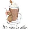 Anillustration Ansichtkaart Muisje knuffelt chocolademelk