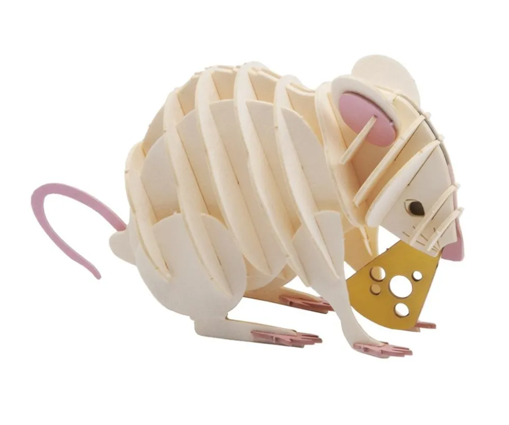 Fridolin 3D Papiermodel Witte Muis