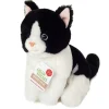 Hermann Teddy Knuffel Kat Zittend Zwart-Wit 20 cm