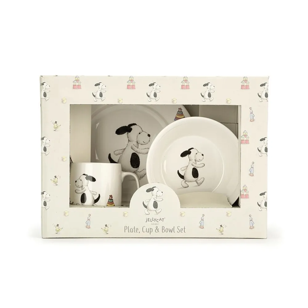 Jellycat Servies Set Bashful Hond Kom, Kopje en Bord