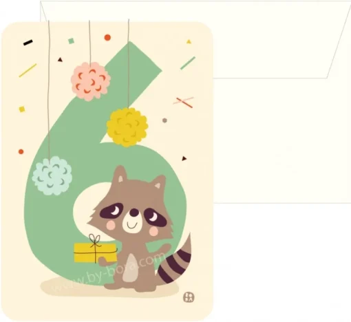 Bora Kaart met envelop 6 Raccoon