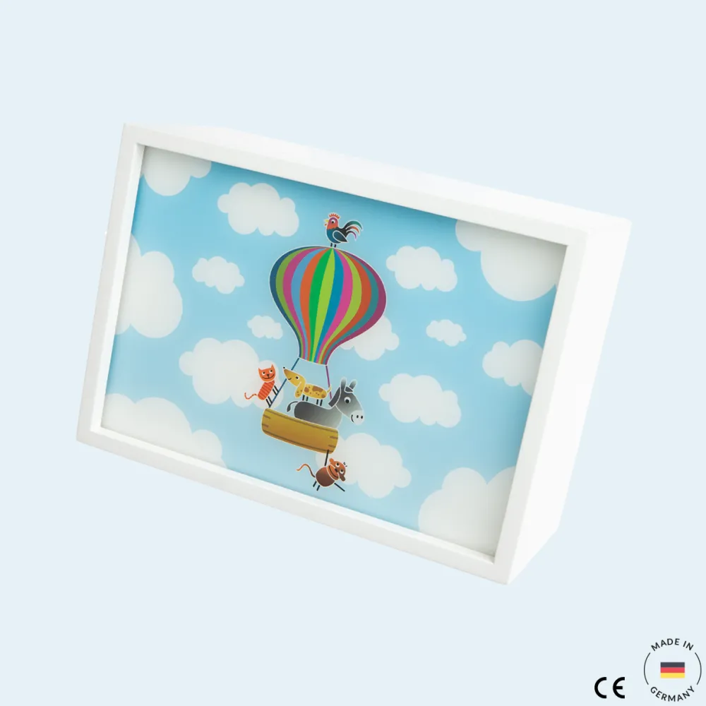 Limundo Wandlamp Rechthoekig Luchtballon Wit Hout