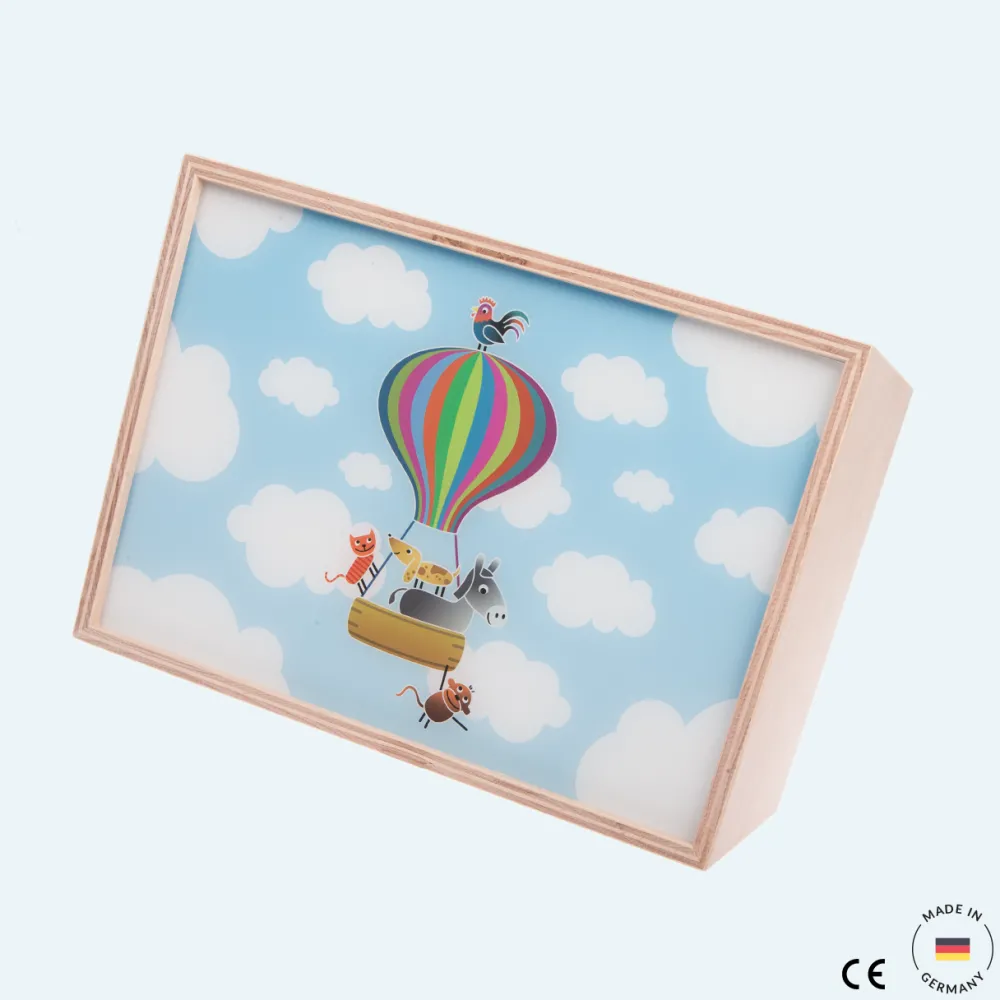 Limundo Wandlamp Rechthoekig Luchtballon Beuken Hout