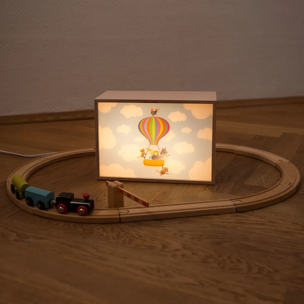 Limundo Wandlamp Rechthoekig Luchtballon Beuken Hout