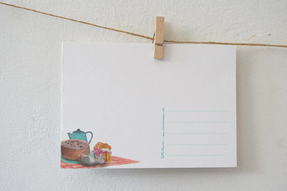 Lotte Drouen Ansichtkaart Picknick tussen de Bloemen