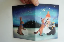 Lotte Drouen Wenskaart met Foliedruk Sneeuwpop Bouwen