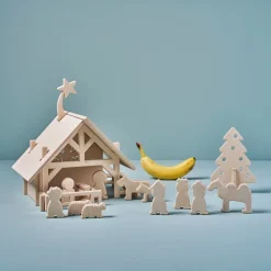 lovelties Kerststal met 12 Figuurtjes Hout