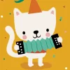 Bora Postkaart Harmonica cat