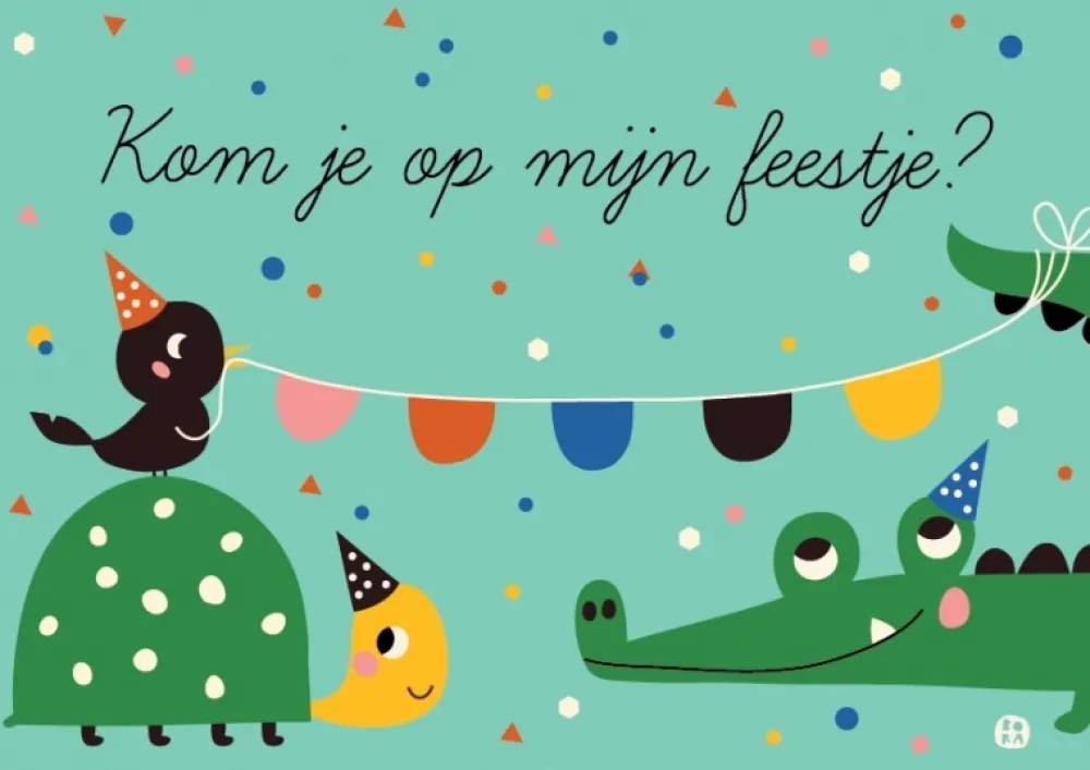 Bora Uitnodigingskaart Kroko en Schildpad 6-delig