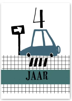 Pepermints Wenskaart 4 jaar Auto