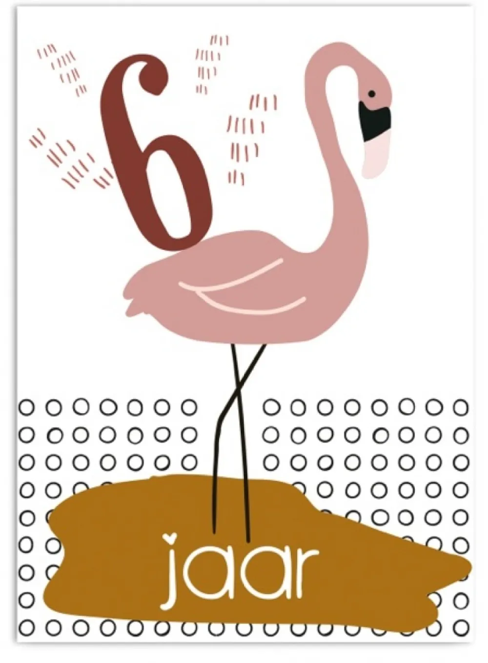 Pepermints Wenskaart 6 Jaar Flamingo