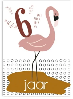 Pepermints Wenskaart 6 Jaar Flamingo