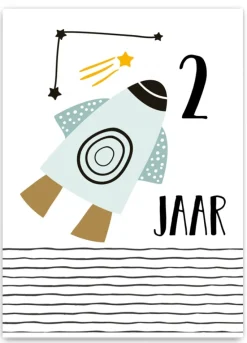 Pepermints Wenskaart 2 Jaar Raket