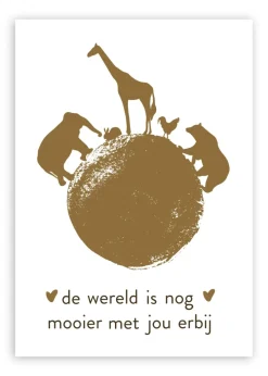 Pepermints Wenskaart de wereld is nog mooier met jou erbij (goud)