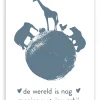 Pepermints Wenskaart de wereld is nog mooier met jou erbij (blauw)