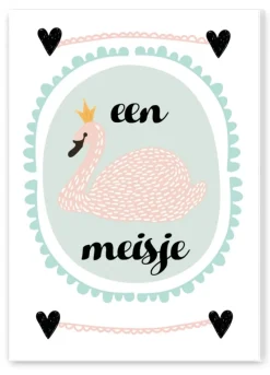 Pepermints Wenskaart Een Meisje (zwaan)
