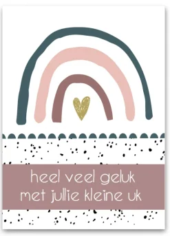 Pepermints Wenskaart Heel veel geluk met jullie kleine uk (regenboog roze)