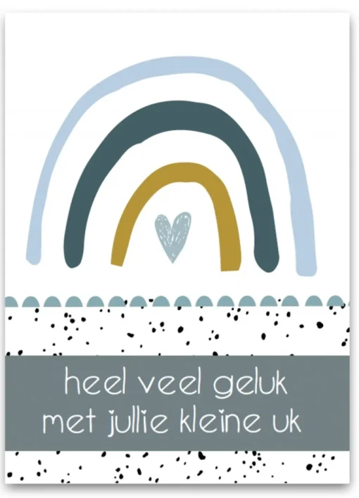 Pepermints Wenskaart Heel veel geluk met jullie kleine uk (regenboog blauw)