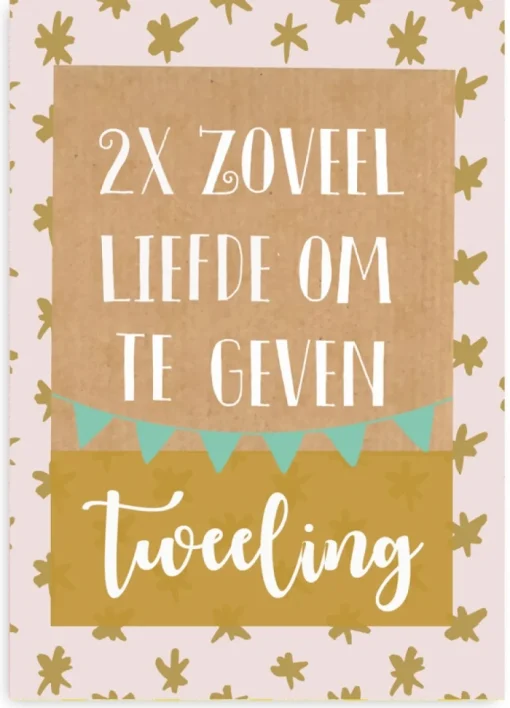 Pepermints Wenskaart 2x zoveel liefde om te geven (tweeling)